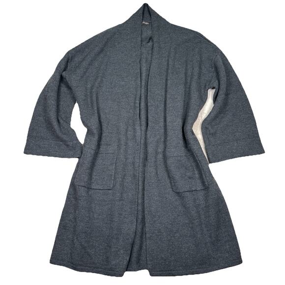 J. Mclaughlin 100% Wool Gray Open Cardigan Sweater Long Women's Size XL - Picture 1 of 7